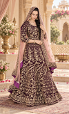 ZAW Fashion Deep Plum Embroidered Maxi with Blush Dupatta