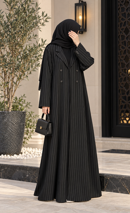 Black Pinstripe Blazer Abaya