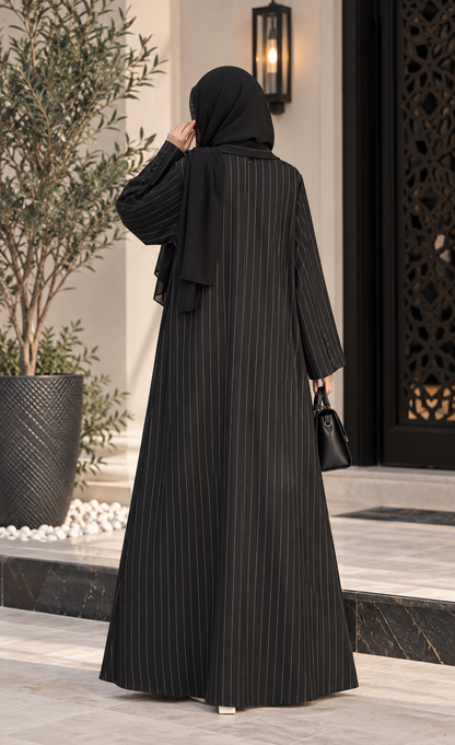 Black Pinstripe Blazer Abaya